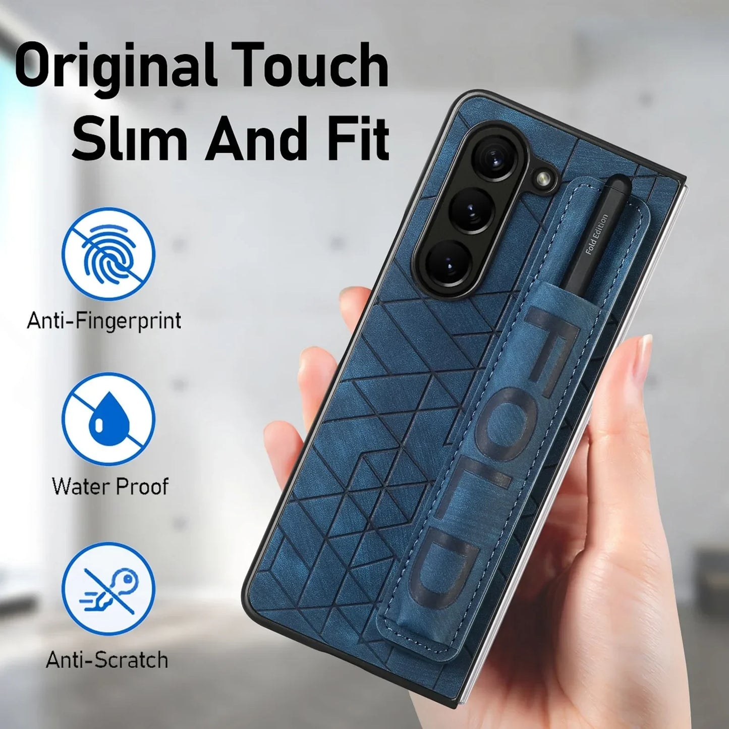Frendorf | PU-Leder Handgelenkband Stoßfeste Telefon Rückcover Hülle Für Samsung Z Fold 6 5