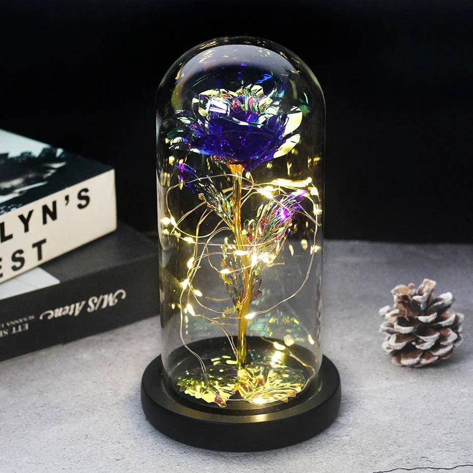 Frendorf | Ewige Rose in Glasdome | Handverlesen, LED-beleuchtet & Ideal für romantische Geschenke und Wohnkultur