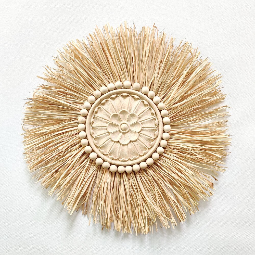 Raffia-gewebter Spiegel