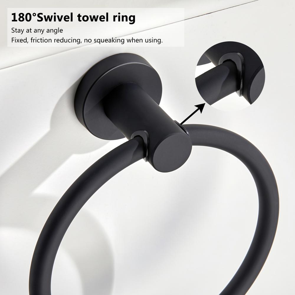 Handtuchring aus 304 Edelstahl in Chrom, Rundes einfaches Design, Schwarz, Europäisches Badezimmer-Zubehör, Rostfrei