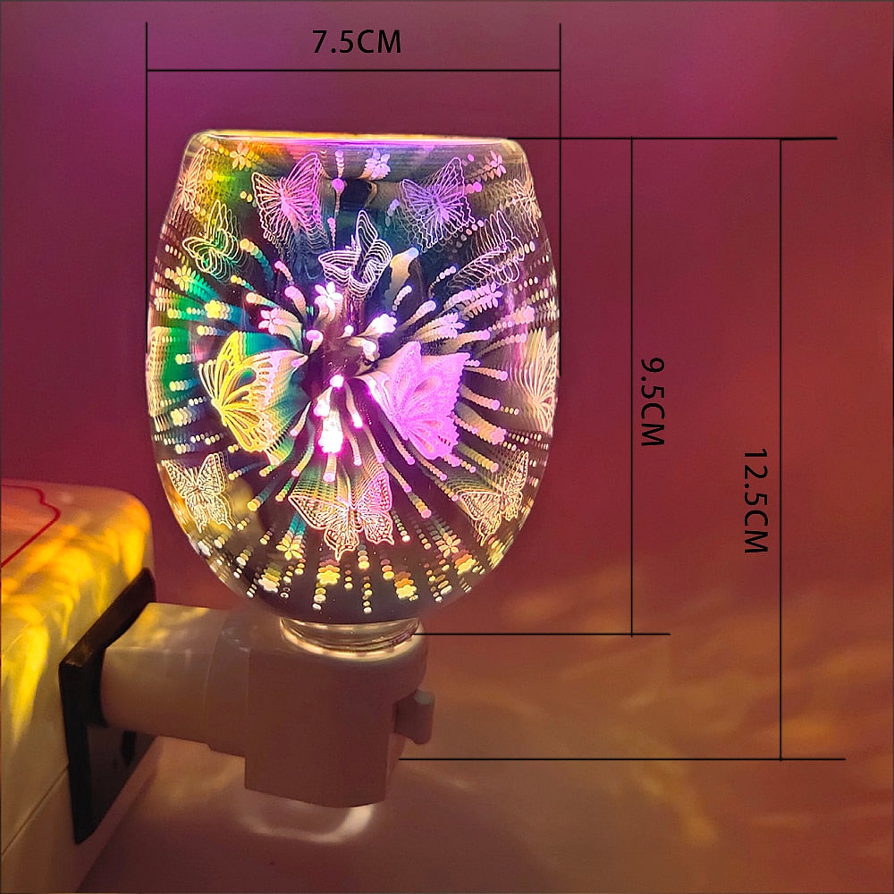 Frendorf | NovaMist 3D Glas Wachsschmelzer | Elektrische Duftlampe mit Glasschale | Aromatherapie & Raumduft | Schmetterlings-Design