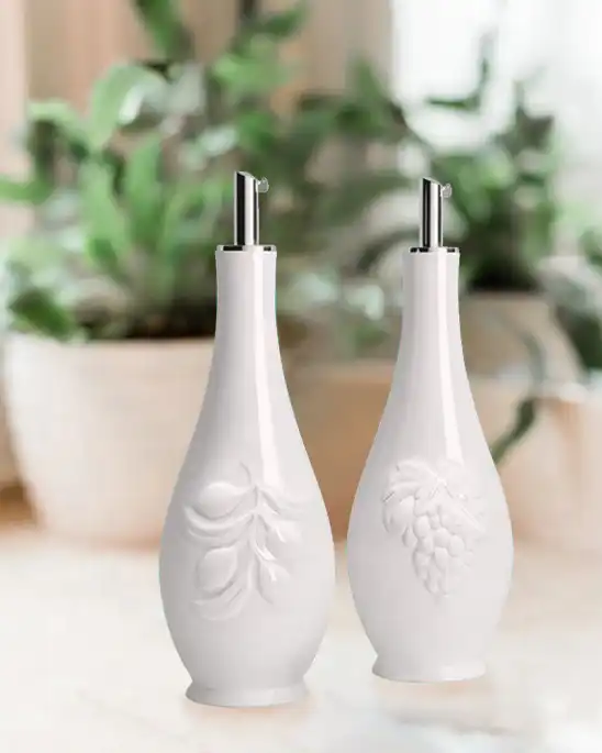 Frendorf | Tuscan Kitchen Porzellan Öl- und Essigspender-Set 16 oz mit Ölgießer