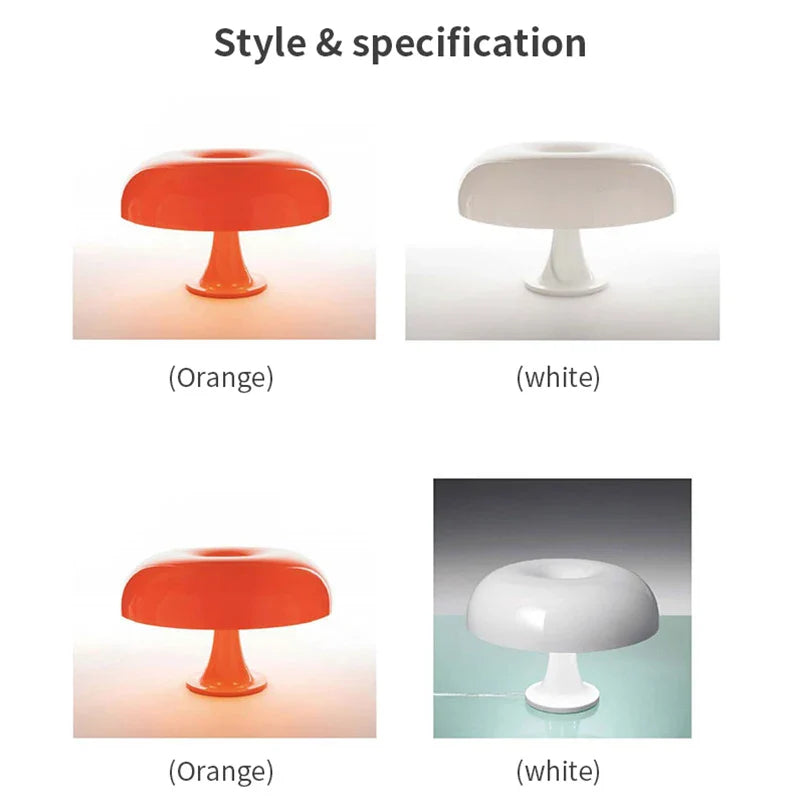 Italienischer Designer LED-Pilz Tischlampe für Hotelzimmer, Wohnzimmer und Nachttischdekoration