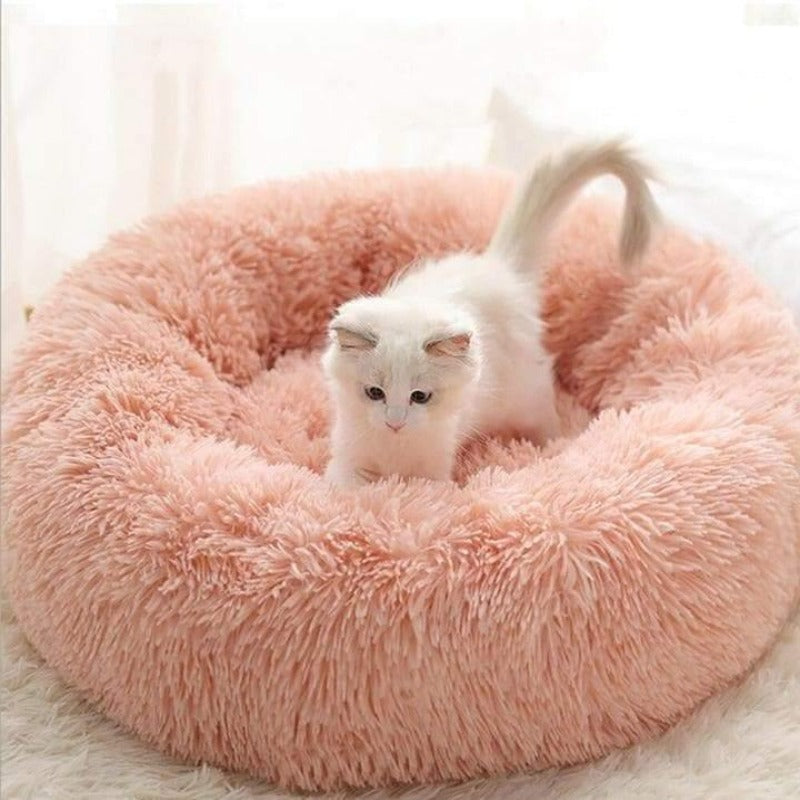 Runder Plüsch beruhigender Donut-Katzenbett-Nest