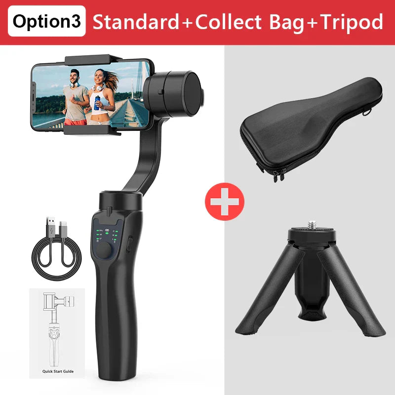 Frendorf | 3-Achsen Handheld Gimbal Stabilizer mit Zubehör - Anti Shake Smartphone Video Halter für Android & iPhone