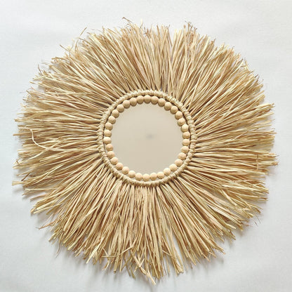 Raffia-gewebter Spiegel