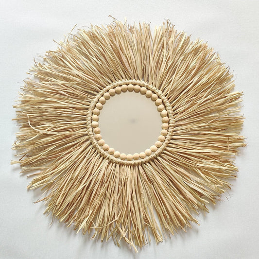 Raffia-gewebter Spiegel