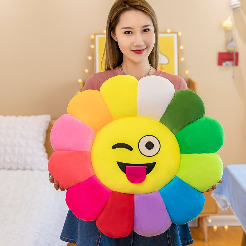 Farbenfrohes Sonnenblumen-Plüschbequemsitzkissen