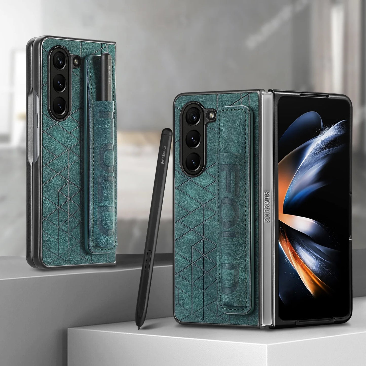 Frendorf | PU-Leder Handgelenkband Stoßfeste Telefon Rückcover Hülle Für Samsung Z Fold 6 5