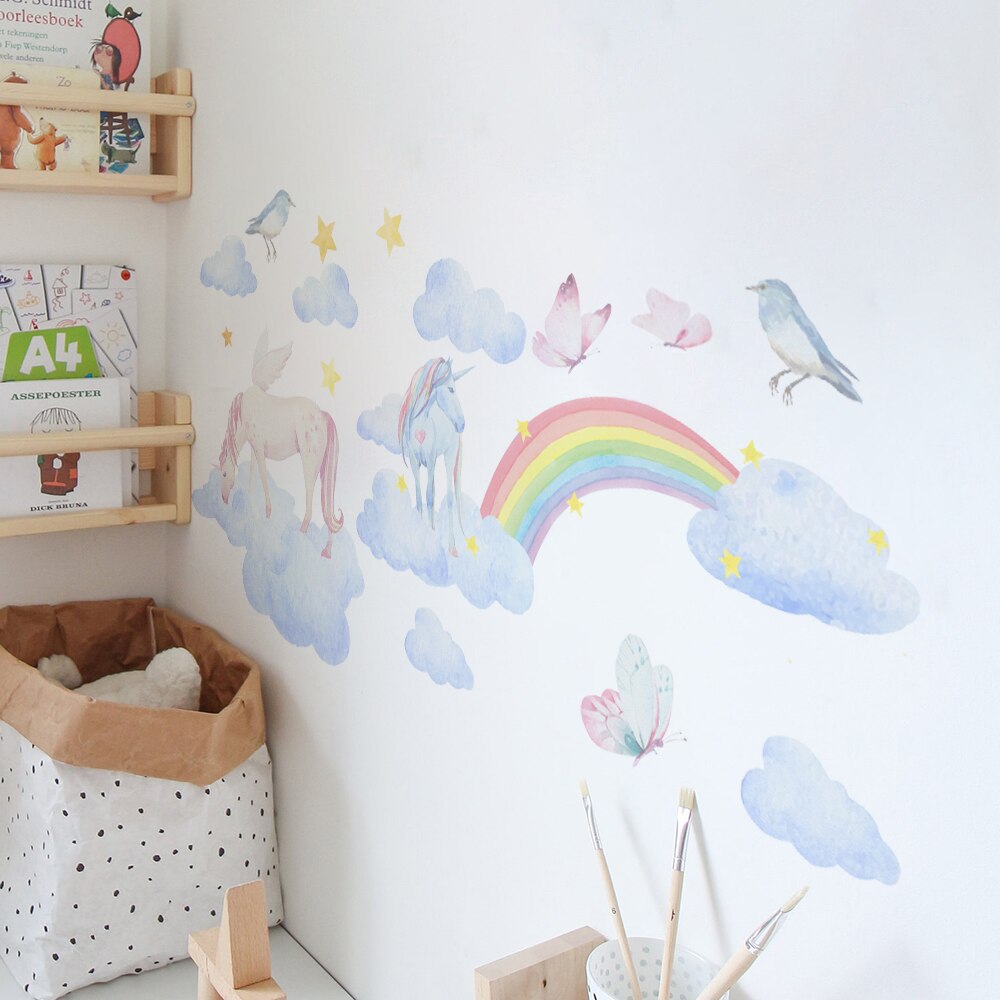 Frendorf | Einhorn- und Regenbogen-Wandaufkleber
