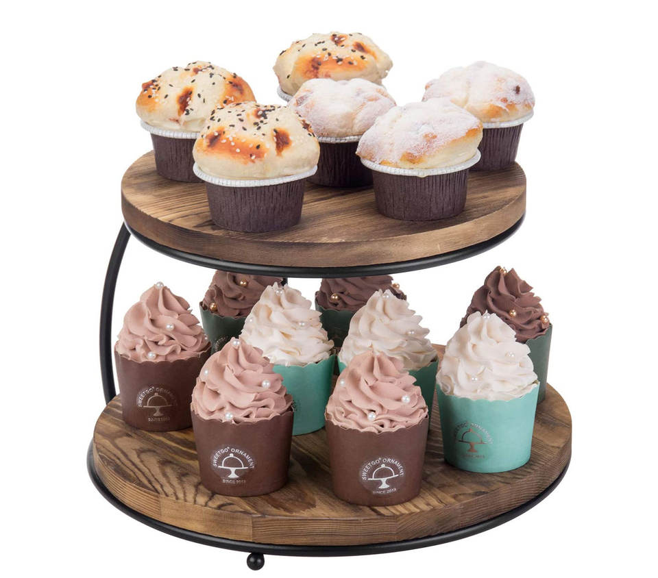 Frendorf | Brennholz Cupcake Halter Stand mit schwarzem Metallrahmen
