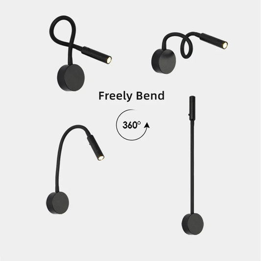Moderne Flexible LED-Lese-Wandlampe mit Schalter für Schlafzimmer und Studium - 1W/3W