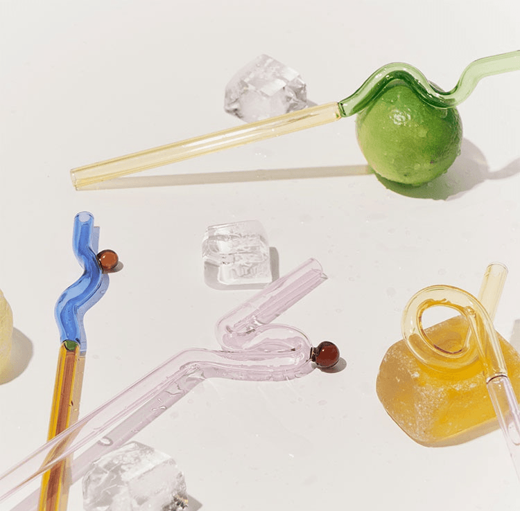 Frendorf | GlassLuxe Twist Glasstrohhalm Set | Bunte Trinkhalme | Nachhaltig & Wiederverwendbar | Für Cocktails & Smoothies
