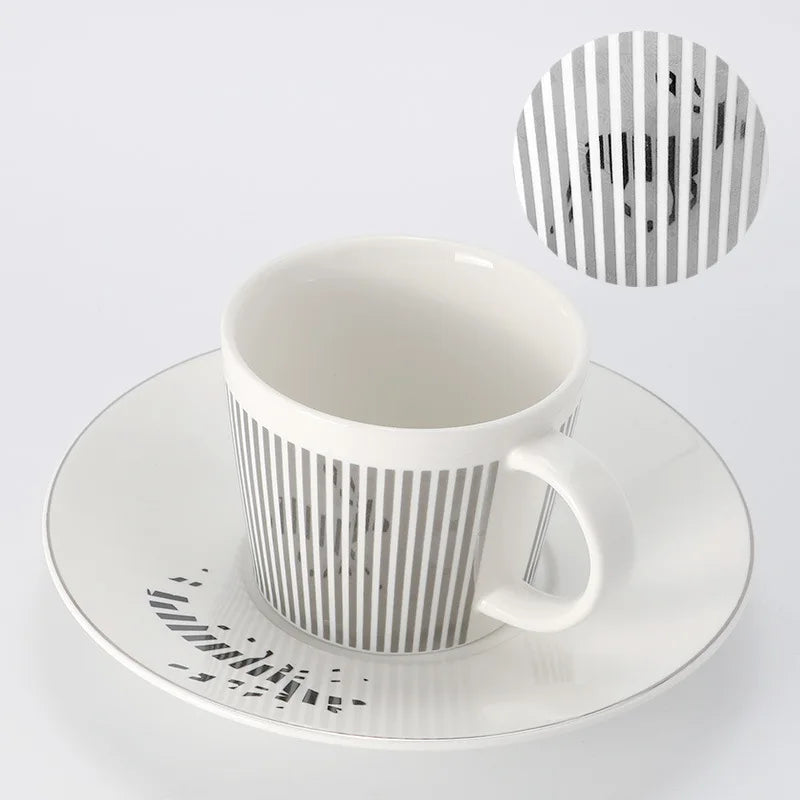 Kreative dynamische Spiegelreflexbecher Leopard anamorpher Zebra-Becher Luycho Kaffee Tee Becher Set mit Untersetzer 90ml-225ml