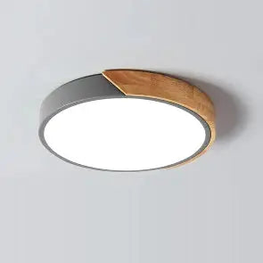 Frendorf | Design Zirkular LED Deckenleuchte aus Holz und Eisen für elegante Beleuchtung