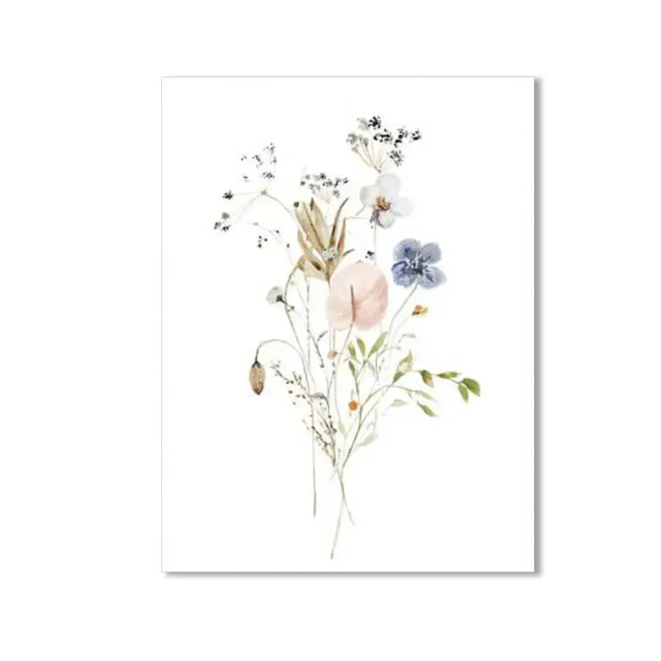 Frendorf | ArtisBloom Botanisches Aquarell Poster | Leinwanddruck mit Blumen & Blättern | Wandkunst für Wohnzimmer & Heimdekoration