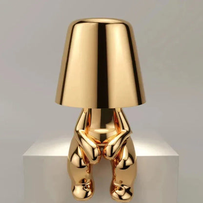 Goldene Man LED Denker Tischlampe – Verspielt Nachttischlampe für Schlafzimmer & Dekor