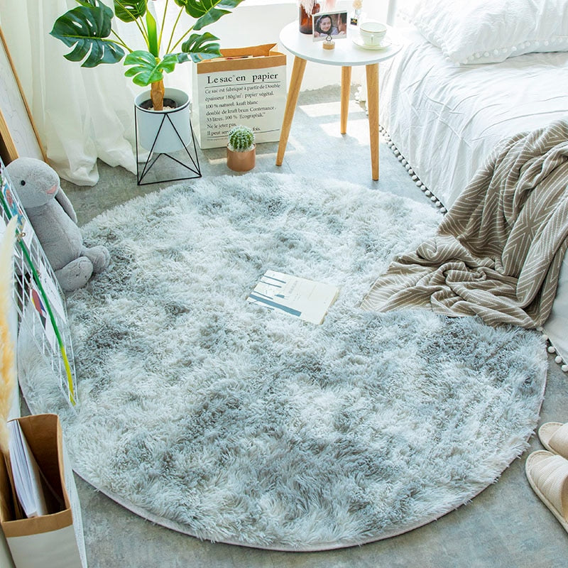 Runder Teppich, Teppiche für Wohnzimmer, Schlafzimmer, Kinderzimmer, Plüsch-Dekoration, Salon, dicker Faser-Teppich