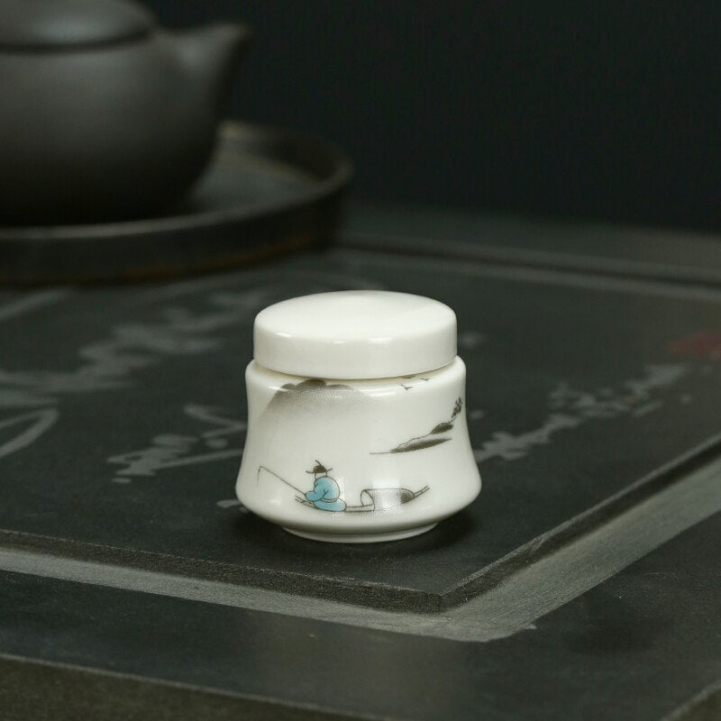 Frendorf | TeaVault Weiße Keramik Teedose | Feuchtigkeitsbeständiger Aufbewahrungsbehälter für Tee, Kaffee & Bonbons | Versiegelte Keramikdose für Küche & Zuhause