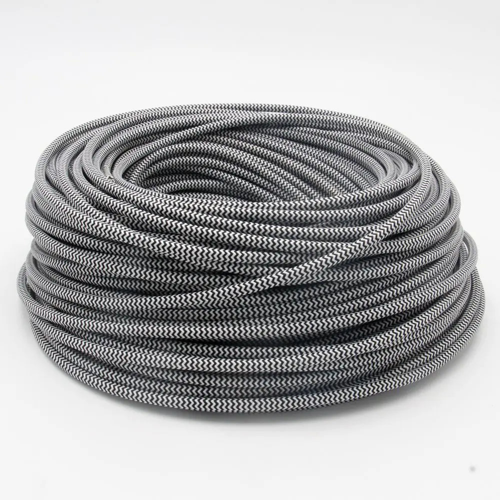 Frendorf | 3-adriges Stoffgeflecht Elektronikdraht – 250V 0.75mm² Flexibles Stromkabel für Vintage Pendelleuchten, Bunte Textilisolierte Schnur