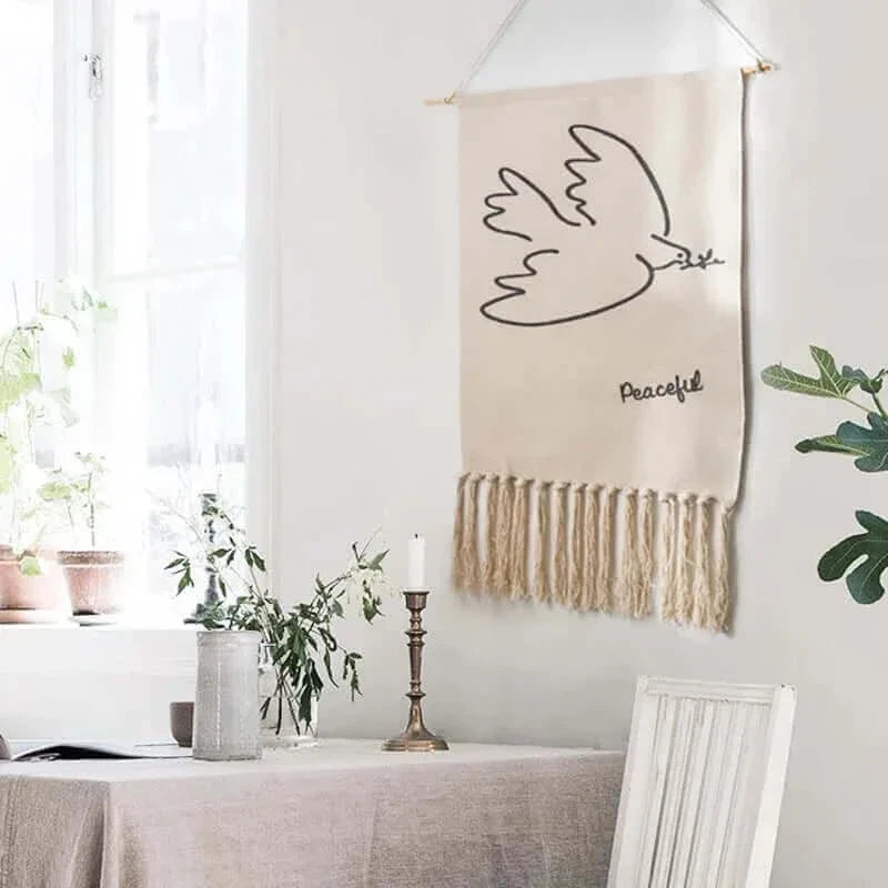 Macrame Hängender Baumwollteppich