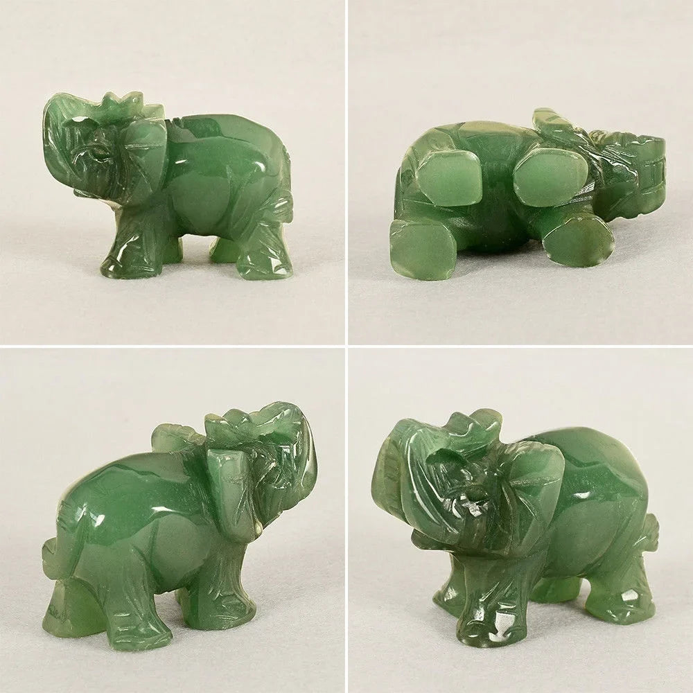 Grüner Aventurin Jade Stein Elefanten Statue