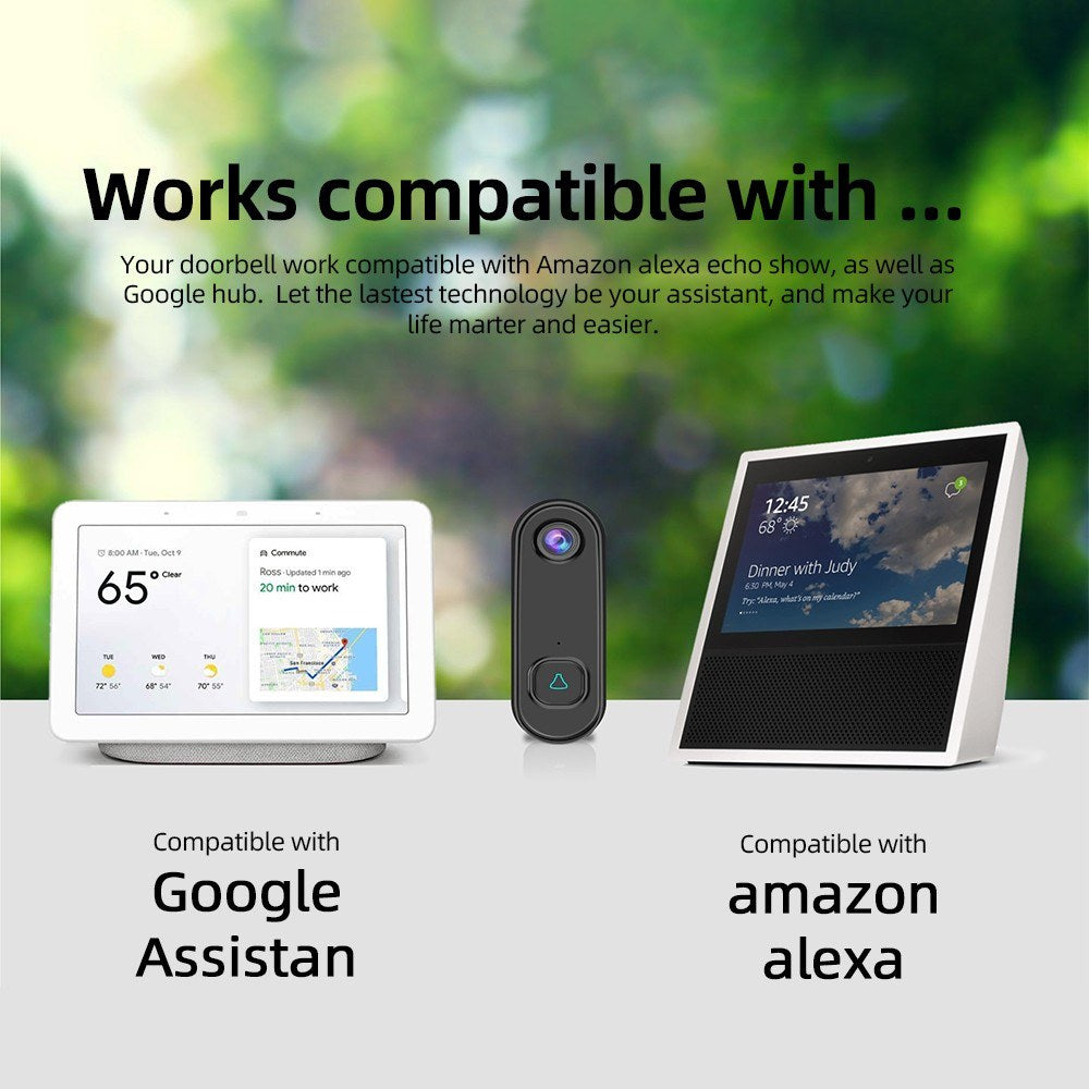 1080P HD Wireless Video-Türglocke mit Zwei-Wege-Audio, PIR-Bewegungserkennung, Nachtsicht, IP55 wetterfest, 2.4GHz WiFi, batteriebetrieben, Tuya-App-Steuerung - intelligente Türglocke Kamera