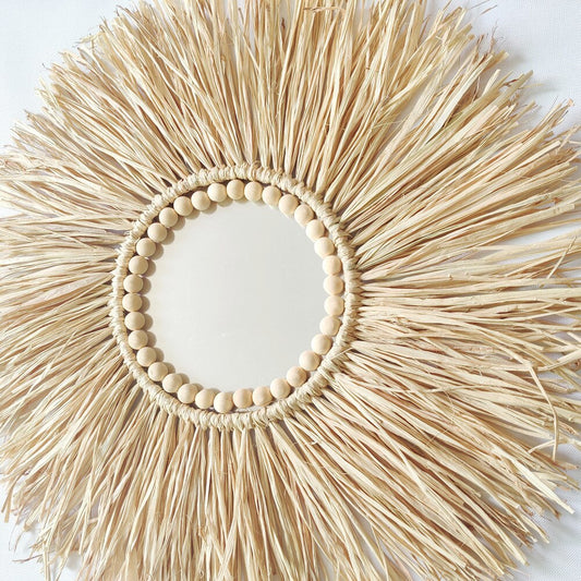 Raffia-gewebter Spiegel