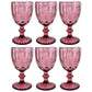 Frendorf | 300ml Pink Victorian Vintage Weinglas Set von 6 - Nachhaltiges Glas, Elegantes Design für Weinliebhaber
