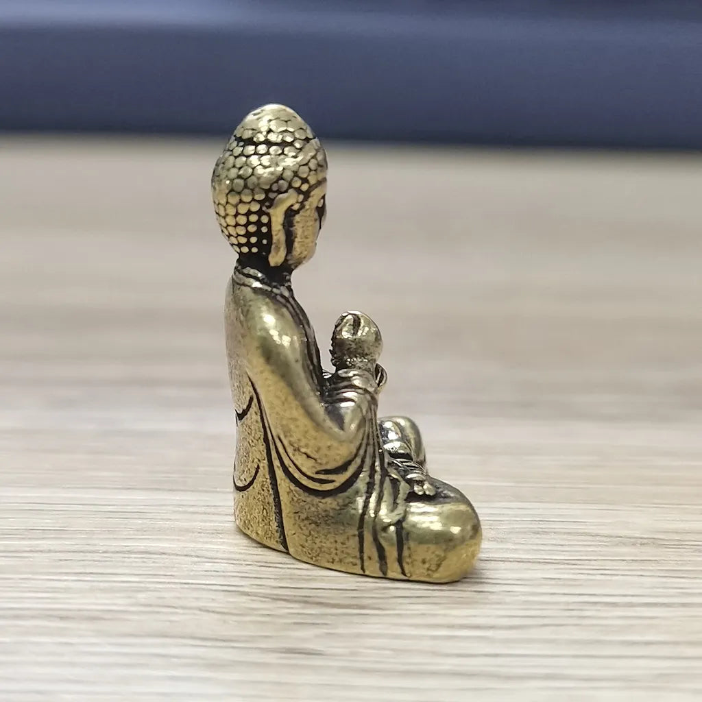 10 Stück Mini Messing sitzende Buddha Statue Figur für Reise Buddhismus Anbetung Zuhause Büro Schreibtisch Dekoration