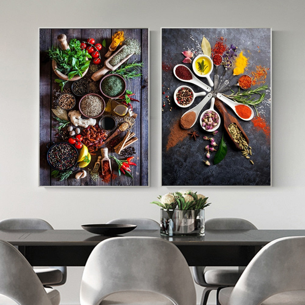 Küche Wand Kunst Bilder Gewürz Kräuter Herd Poster Und Drucke Nordic Wohnkultur Leinwand Malerei Für Restaurant Esszimmer