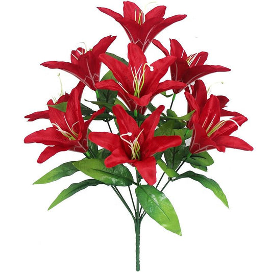 Frendorf | 10 Köpfe Künstliche Lilien Blumen Realistische Fake-Lilien Bouquet für Wohnkultur Hochzeitsarrangements Tischdekorationen und Blumen Displays Lebensechte Künstliche Lilien mit Weichen Blütenblättern und Flexiblen Stielen