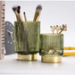 Elise Gold Foil Glas Makeup Halter & Organizer