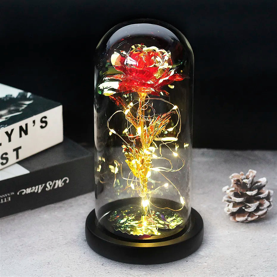 Frendorf | Ewige Rose in Glasdome | Handverlesen, LED-beleuchtet & Ideal für romantische Geschenke und Wohnkultur