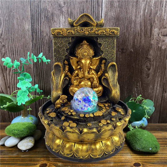 Atemberaubende Ganesha-Statue mit LED-Innen-Wasserquelle