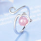 Frendorf | Pink Kätzchen Ring aus 925 Sterling Silber und Achat