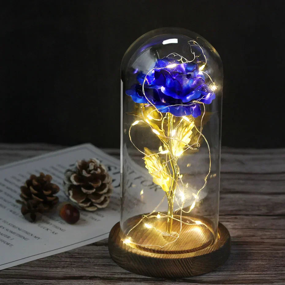Frendorf | Ewige Rose in Glasdome | Handverlesen, LED-beleuchtet & Ideal für romantische Geschenke und Wohnkultur