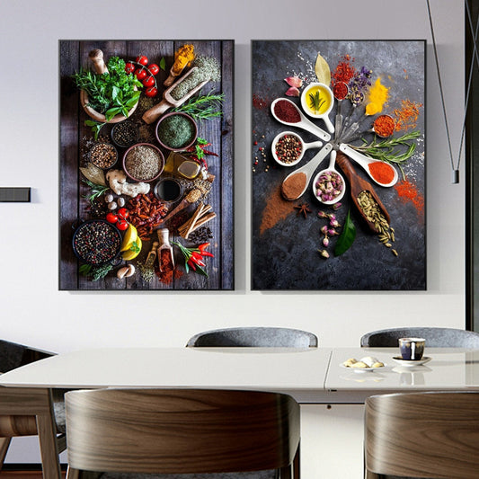 Küche Wand Kunst Bilder Gewürz Kräuter Herd Poster Und Drucke Nordic Wohnkultur Leinwand Malerei Für Restaurant Esszimmer