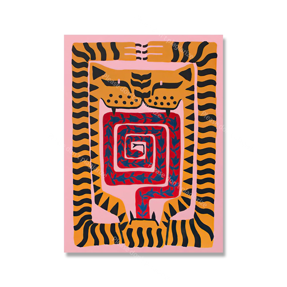 Altes Ägypten Buntes abstraktes Boho Poster Tiger Leopard Figur Wand Kunstdrucke Leinwand Malerei Dekor Bilder für Wohnzimmer