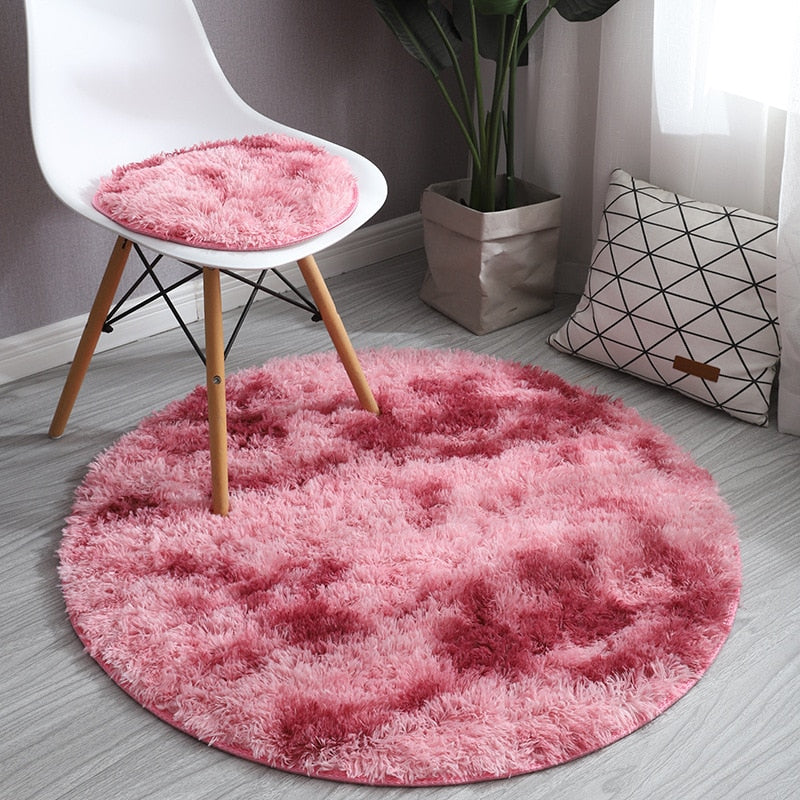 Runder Teppich, Teppiche für Wohnzimmer, Schlafzimmer, Kinderzimmer, Plüsch-Dekoration, Salon, dicker Faser-Teppich