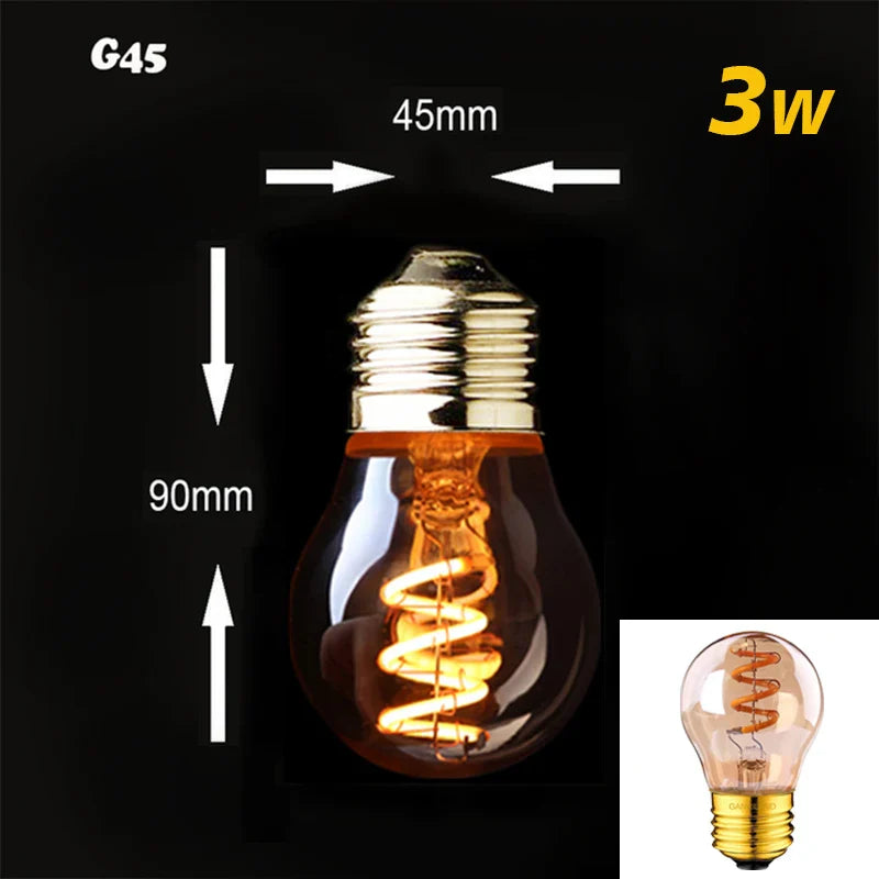 Dimmable Vintage LED-Birne (3W, E27-Basis) - Goldspiral-Glühfaden für Kronleuchter & dekorative Beleuchtung