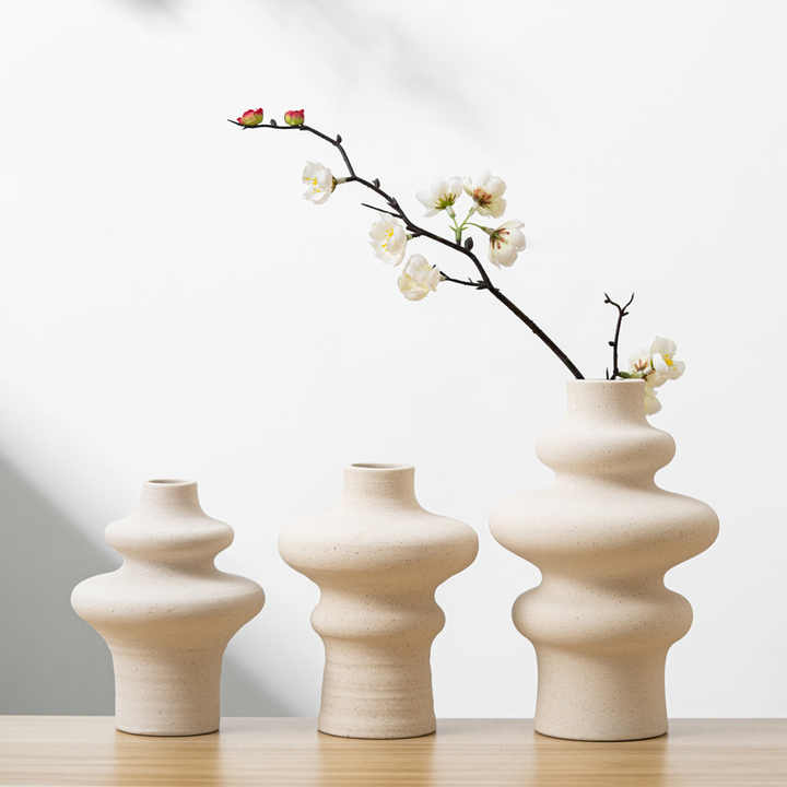 Frendorf | Breite Cone Indented Handmade Pflanze Kreisförmige Hochzeitsvase Nordische Keramike Vase