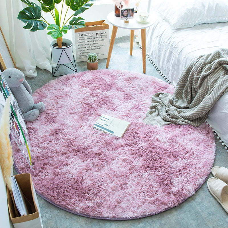 Runder Teppich, Teppiche für Wohnzimmer, Schlafzimmer, Kinderzimmer, Plüsch-Dekoration, Salon, dicker Faser-Teppich