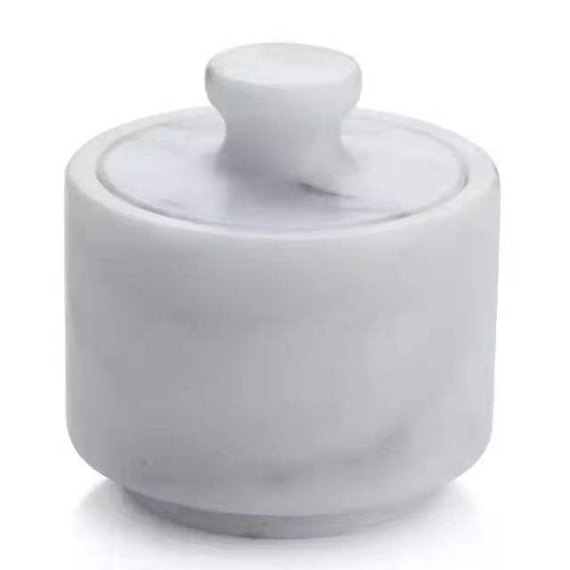 Frendorf | Benutzerdefinierte Küchenaufbewahrung Marmorstein Salzbehälter Set - Nordischer Stil Gewürzbehälter Glas mit Salz- und Pfefferstreuer