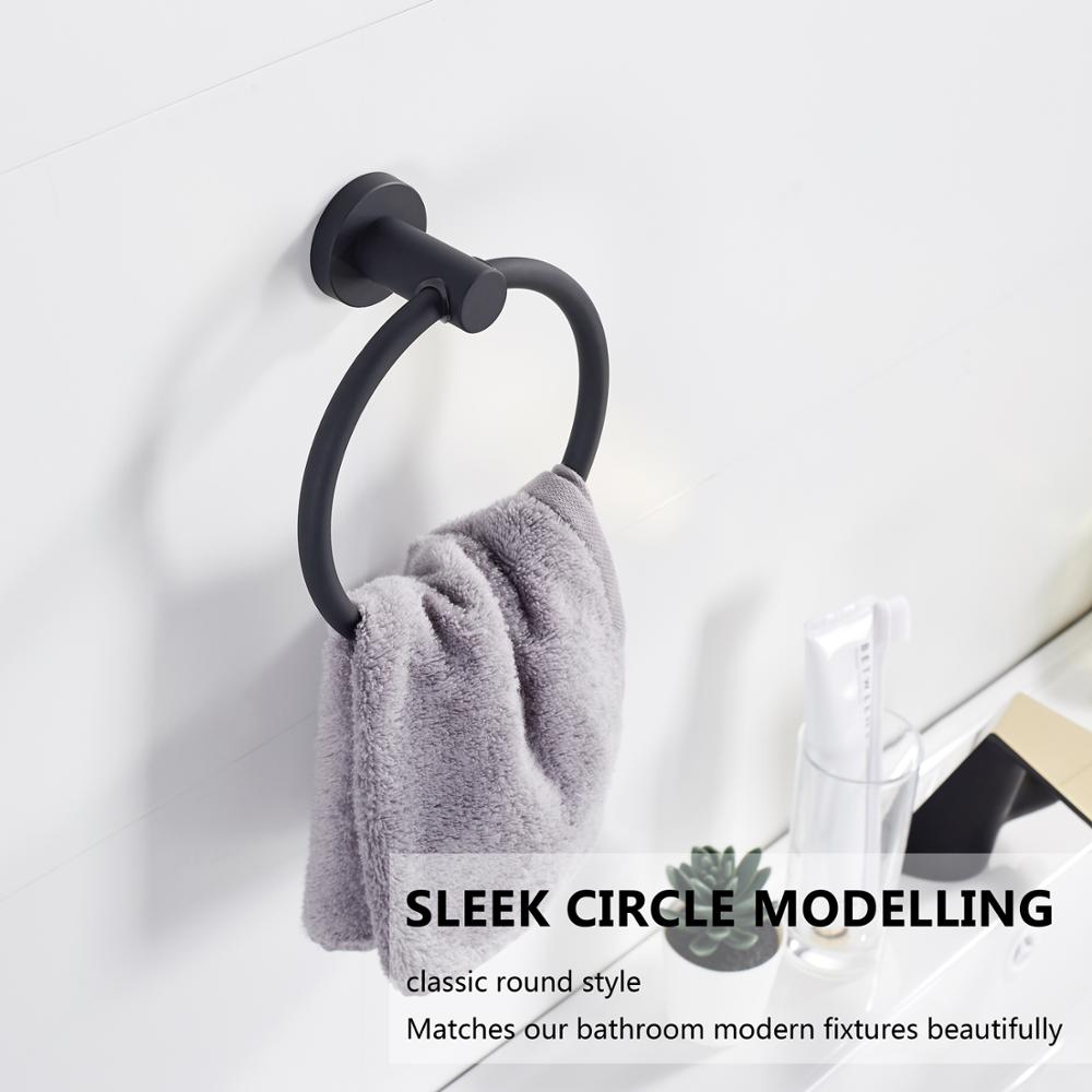 Handtuchring aus 304 Edelstahl in Chrom, Rundes einfaches Design, Schwarz, Europäisches Badezimmer-Zubehör, Rostfrei