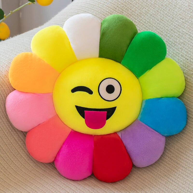 Farbenfrohes Sonnenblumen-Plüschbequemsitzkissen