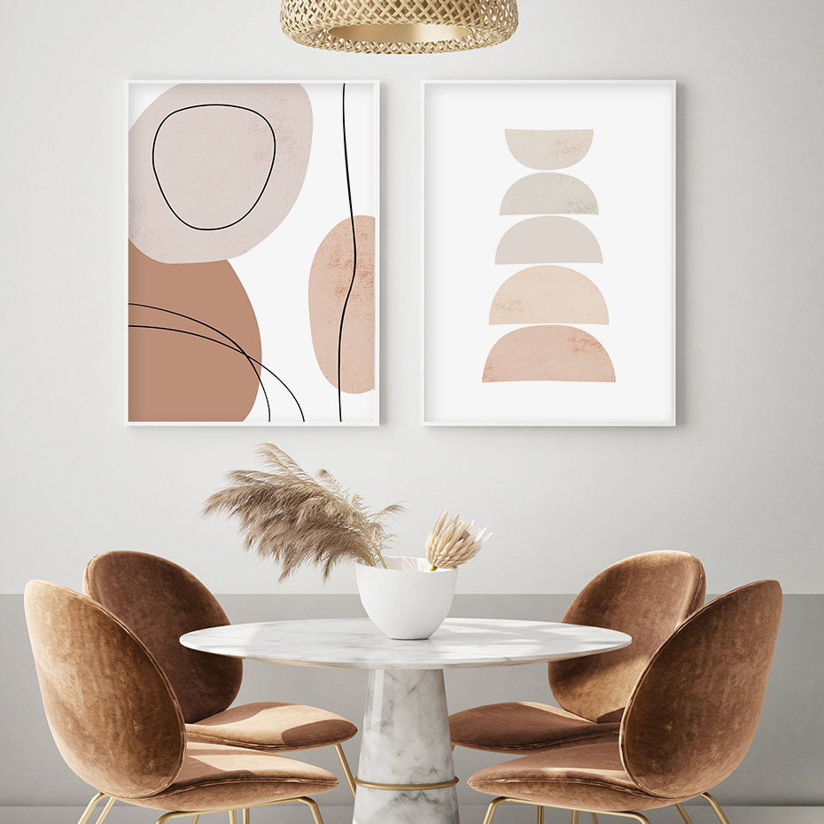 Abstrakte Beige Wandkunst Leinwanddrucke