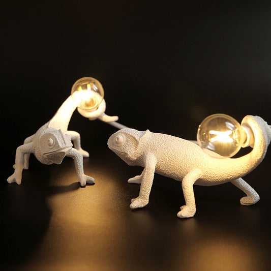 Frendorf | LizardLuxe Harz Tier Tischlampe | Modernes Eidechsen-Design | Deko-Lampe für Wohnzimmer & Büro