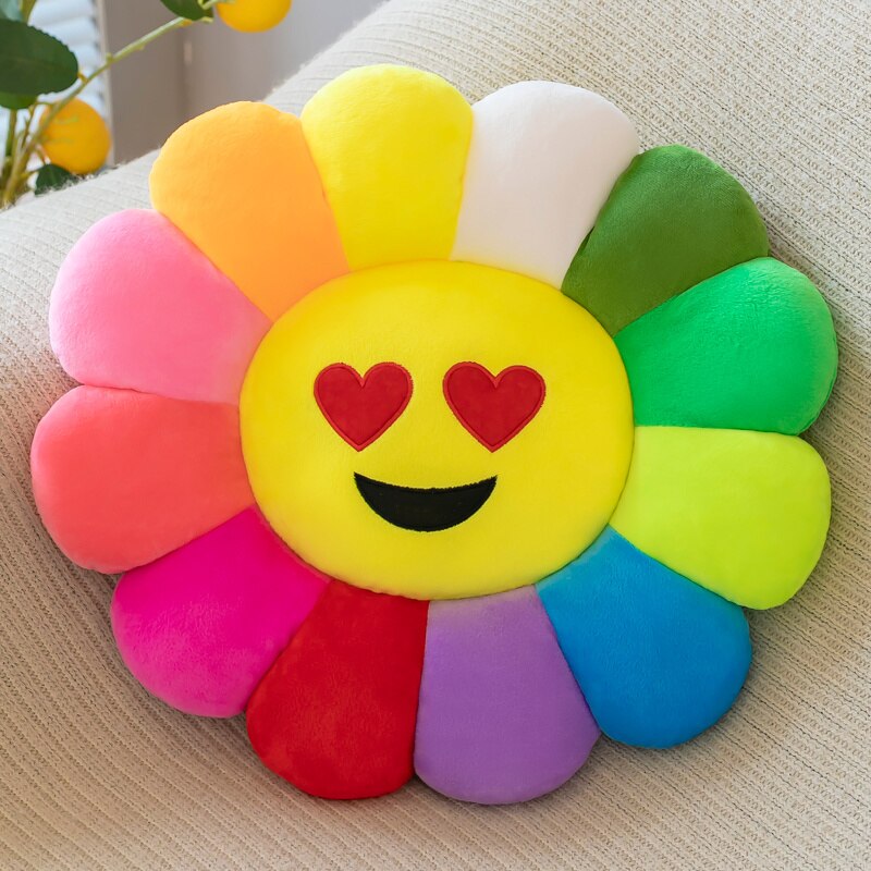 Farbenfrohes Sonnenblumen-Plüschbequemsitzkissen
