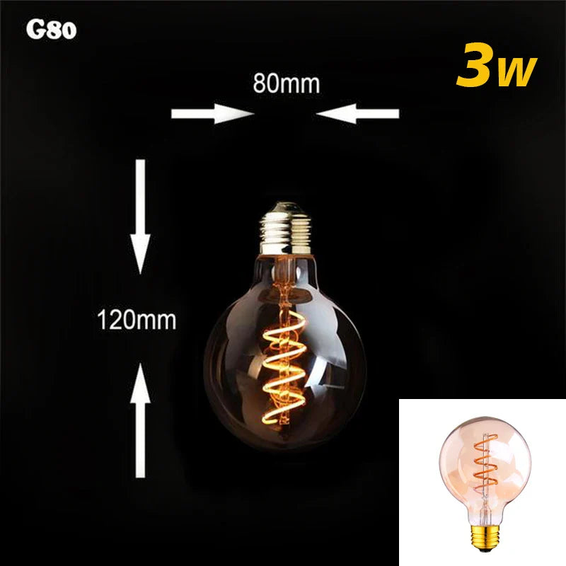 Dimmable Vintage LED-Birne (3W, E27-Basis) - Goldspiral-Glühfaden für Kronleuchter & dekorative Beleuchtung